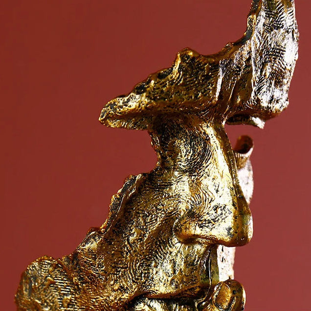 Lumora Modern Abstract Face Sculpture, Bronze Finish Contemplative Decor Statue