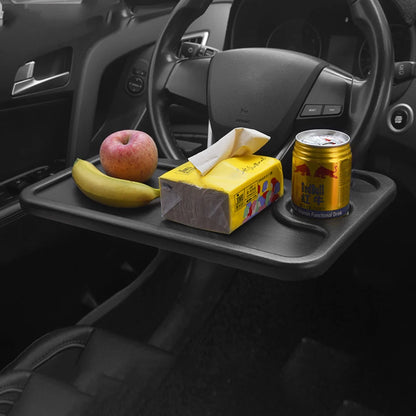 Royallure 2-in-1 Car Steering Wheel Desk – Laptop Mount & Food Tray with Cup Holder