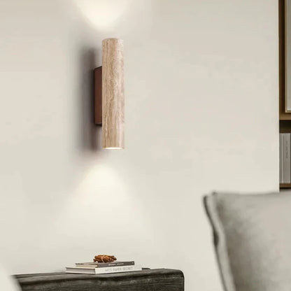 Lumora Travertine Up Down Wall Sconce, Modern Stone Wall Light Luxury with Two Way Glow