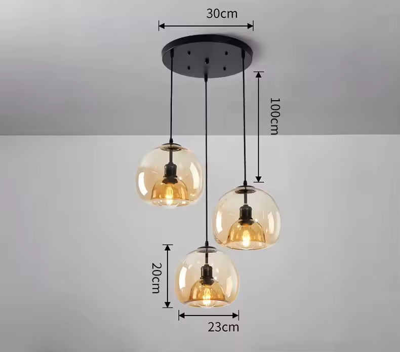 LuxRoyale Minimalist Smoked Glass Dome Pendant Light for Kitchen, Dining, Bar and Bedroom