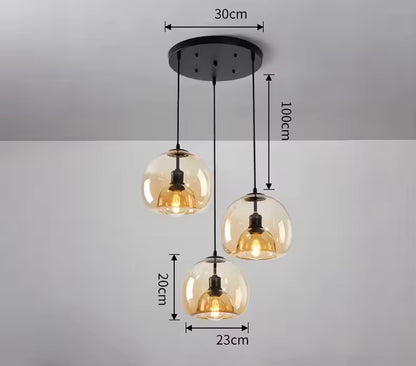 LuxRoyale Minimalist Smoked Glass Dome Pendant Light for Kitchen, Dining, Bar and Bedroom