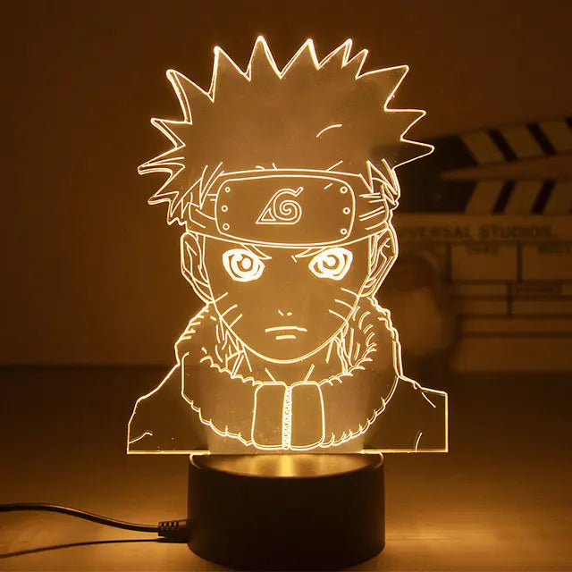 Naruto 3D LED Night Lamp - Anime Character Light with Kakashi, Sasuke, Sakura, and Naruto for Kids' Room Decor and Gifts - R