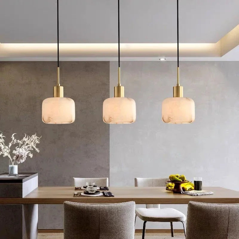 RoyaleGlow Alabaster & Brass Pendant Light- Modern Ceiling Lamp