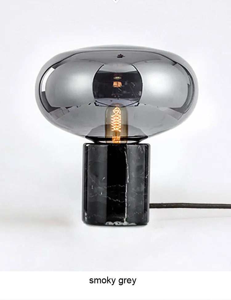 LuxRoyale Contemporary Amber Glass Table Lamp with Marble Base