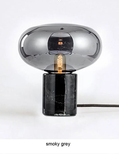 LuxRoyale Contemporary Amber Glass Table Lamp with Marble Base
