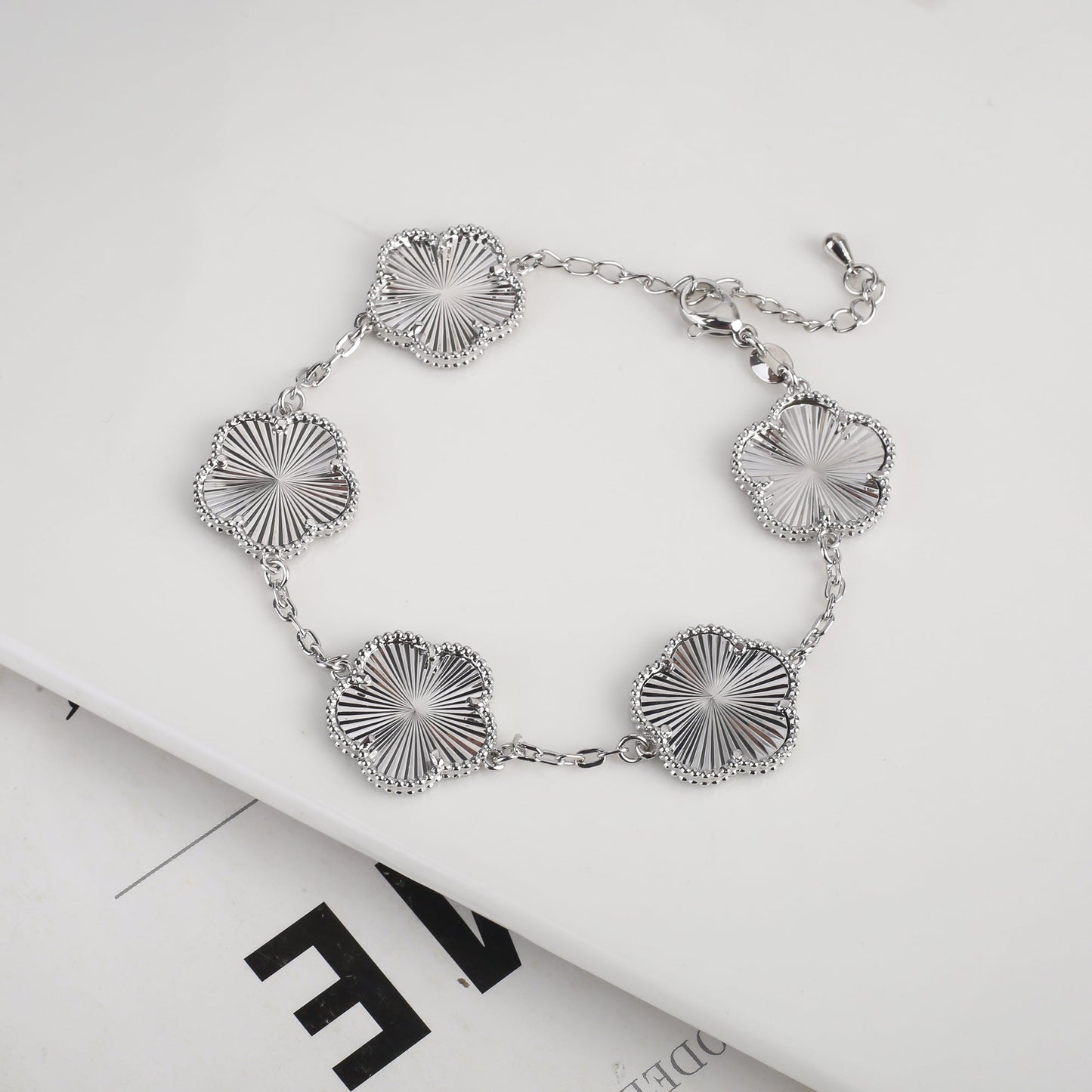 RoyaleGlow Vintage Clover Flower Pendant Gold Chain Bracelet