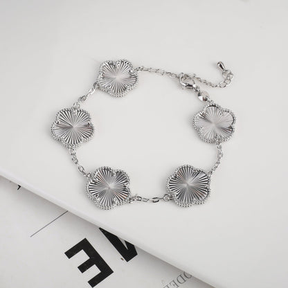 RoyaleGlow Vintage Clover Flower Pendant Gold Chain Bracelet
