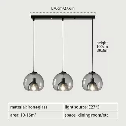 LuxRoyale Minimalist Smoked Glass Dome Pendant Light for Kitchen, Dining, Bar and Bedroom