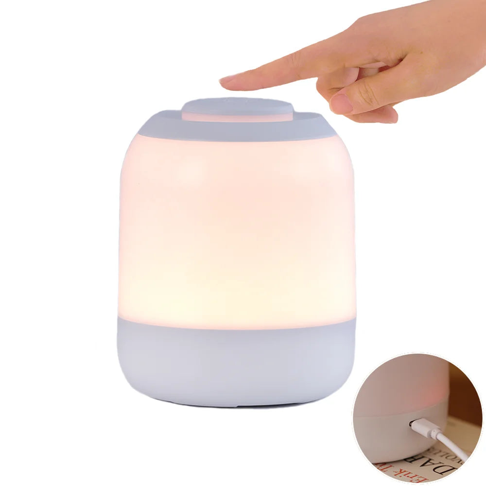 Rayvia Touch Sensor LED Table Lamp - Portable Night Light for Bedroom & Kids - White / Rechargeable Style