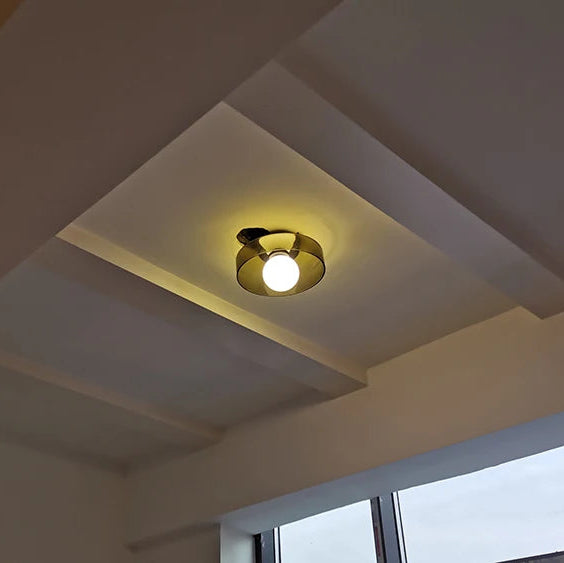 LuxRoyale Modern Glass Wall Ceiling Lamp-Japandi Minimalist Flush Mount LED Fixture