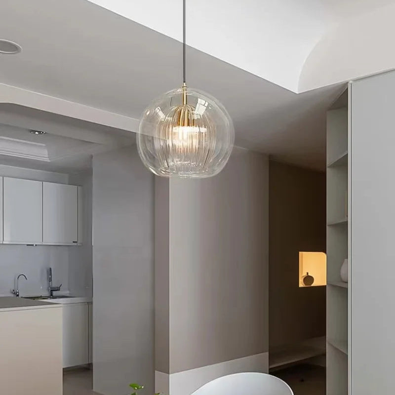 Royelux June Glass Globe Pendant Light, Modern Hanging Lamp for Kitchen and Living Room