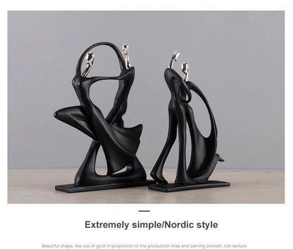 Elegant Nordic Art Dancing Couple Figurines – Resin Sculpture for Stylish Home & Office Decor
