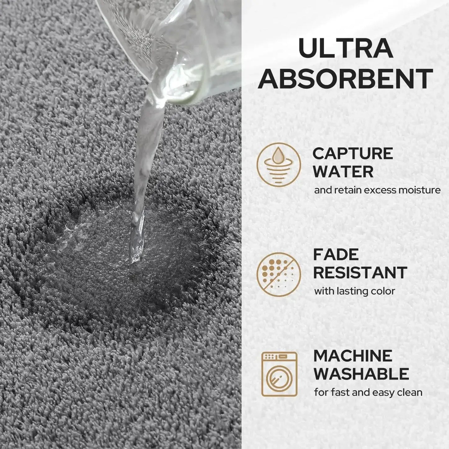 Royallure 3-Piece Memory Foam Bathroom Mat Set – Absorbent, Anti-Slip & Washable