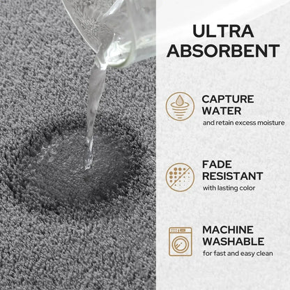 Royallure 3-Piece Memory Foam Bathroom Mat Set – Absorbent, Anti-Slip & Washable