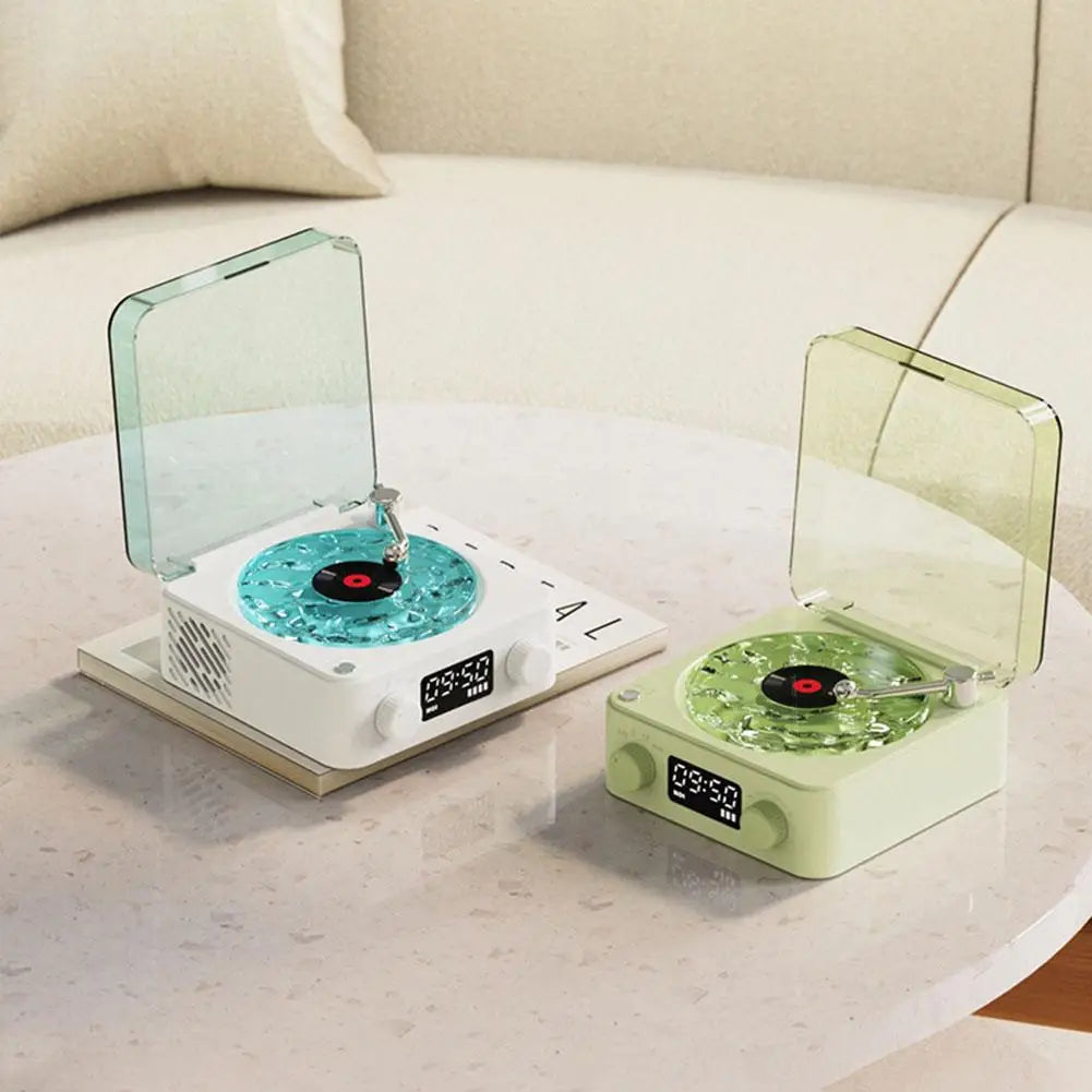 Royaleva Timeless Tunes Light - Vintage Record Player LED Lamp with Bluetooth & White Noise - White&Blue