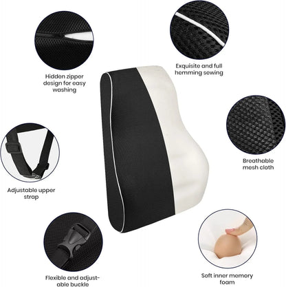 Luxora Ergonomic Lumbar Support Pillow for Office Chair and Car Seat