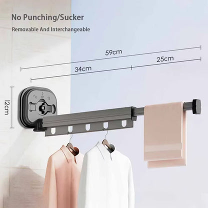 LuxRoyale Suction-Cup Clothes Dryer, Wall Mounted, Foldable, No Drill Laundry Hanger
