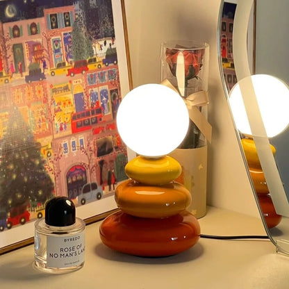 Lumora Sculptural Glazed Ceramic Table Lamp, Opal Orb Diffuser