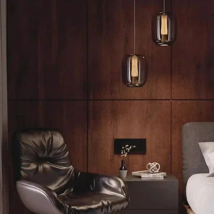 Luxora Glass Pendant Light, Warm Amber Glow Modern Hanging Lamp for Dining Room