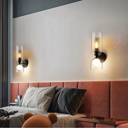 Luxora Nordic Double Glass Wall Lamp Minimalist Bedroom Bedside Light