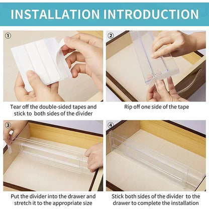 Royelux Adjustable Drawer Dividers – Expandable Clear Organizers for Kitchen & Home