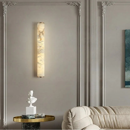 LuxRoyale Spanish Cylindrical Snowflake Marble Wall Lamp, Hand Finished Copper Luxury