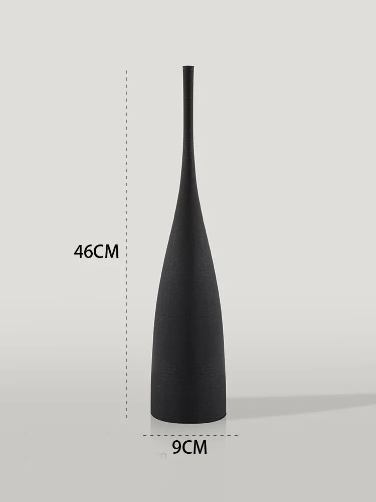 Minimalist Ceramic Vase – Handcrafted Matte Finish Decor Vase - Black 2