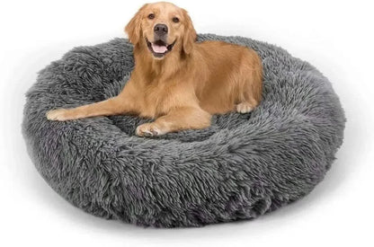 Royallure Cozy Donut Plush Round Dog Bed for Comfort and Anxiety Relief in Multiple Sizes