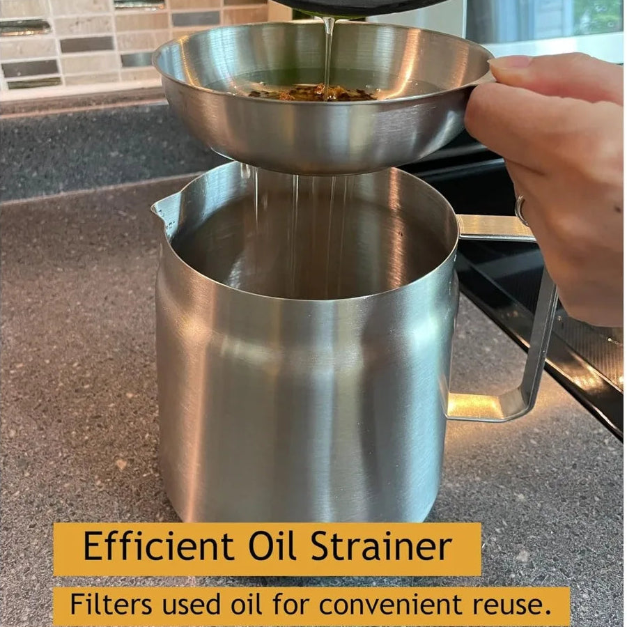 Luxora 304 Stainless Steel 2L Deep Fryer Pot with Oil Strainer and Fry Basket