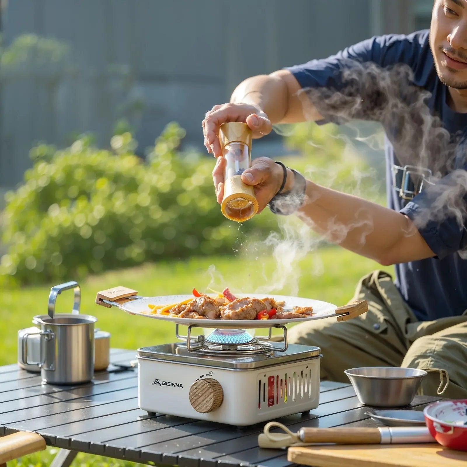 Royaleva Portable Camping Gas Stove - 2800W High-Power Outdoor Cassette Burner - Khaki