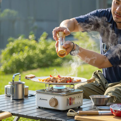 Royaleva Portable Camping Gas Stove - 2800W High-Power Outdoor Cassette Burner - Khaki