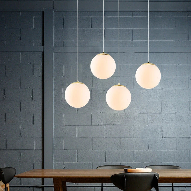 LuxRoyale Nordic Globe Milky Glass Pendant Light, Sphere Minimalist Pendant Lamp With Soft Glow
