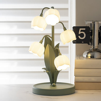LuxRoyale Lily of the Valley Table Lamp - 3 Color LED Floral Accent Light