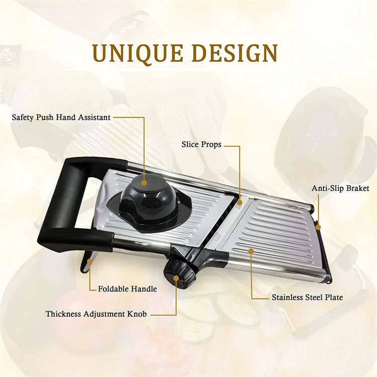 Royallure Adjustable Mandoline Slicer Stainless Steel Vegetable Cutter & Chopper