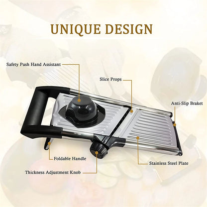 Royallure Adjustable Mandoline Slicer Stainless Steel Vegetable Cutter & Chopper