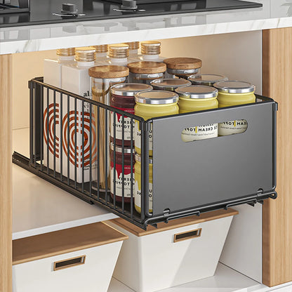 Royallure Folding Cabinet with Pull-Out Basket Perforated Snack & Kitchen Storage Rack