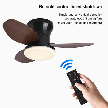 RoyaleGlow Modern Remote Controlled Flush Mount Ceiling Fan With Light For Bedroom,Dining