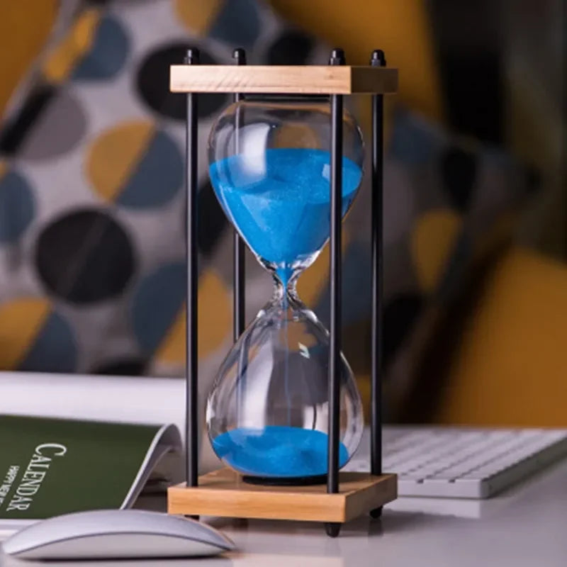 RoyaleGlow 60-Minute Sand Timer - Large Metal & Glass Hourglass for Desk Decor & Productivity