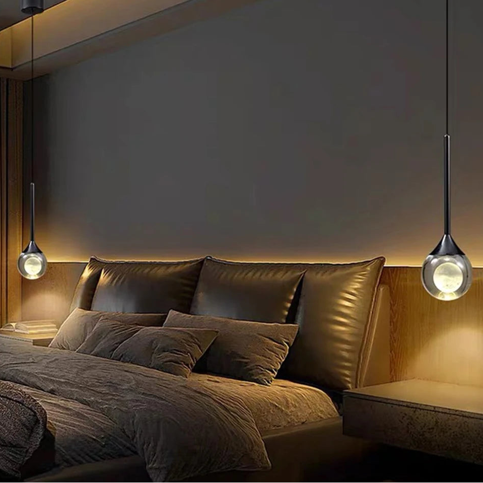 Luxora Moon Crystal Pendant Light - Adjustable Modern Hanging Lamp for Bedroom Living Room