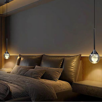 Luxora Moon Crystal Pendant Light - Adjustable Modern Hanging Lamp for Bedroom Living Room