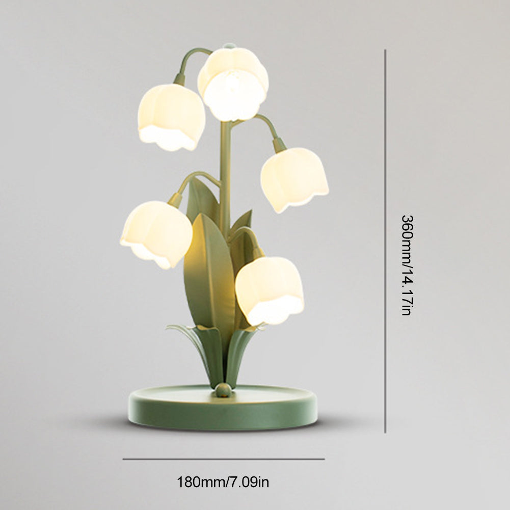 LuxRoyale Lily of the Valley Table Lamp - 3 Color LED Floral Accent Light