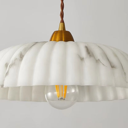 RoyaleGlow Natural Alabaster Shade Hanging Pendant Light with Antique Gold Finish
