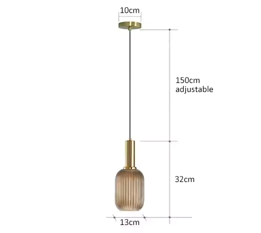 Luxora Nordic Glass Pendant Light, Brass Finish Warm Glow Hanging Lamp