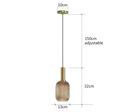 Luxora Nordic Glass Pendant Light, Brass Finish Warm Glow Hanging Lamp