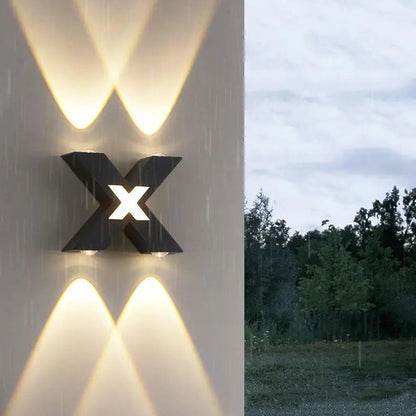 Lumora Modern Architectural Outdoor Wall Sconce, X-Design IP65 Dual Beam LED
