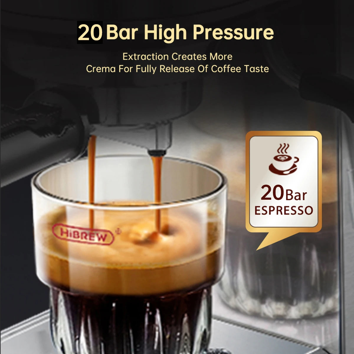 Slim Espresso Machine – 20-Bar Semi-Automatic Coffee Maker for ESE Pods & Ground Coffee