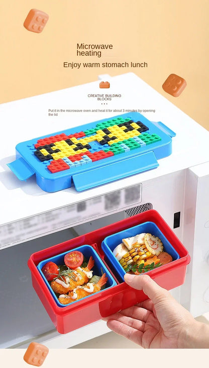Royallure Building Block Bento Lunch Box, Colorful Sealed Food Storage Container for Kids, Salad & Office Meals