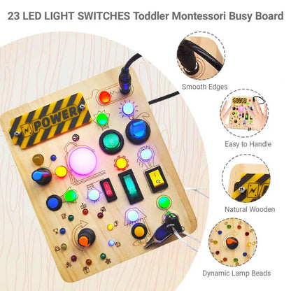 LuxRoyale Montessori Wooden Activity Board, 24 Learning Games for Children