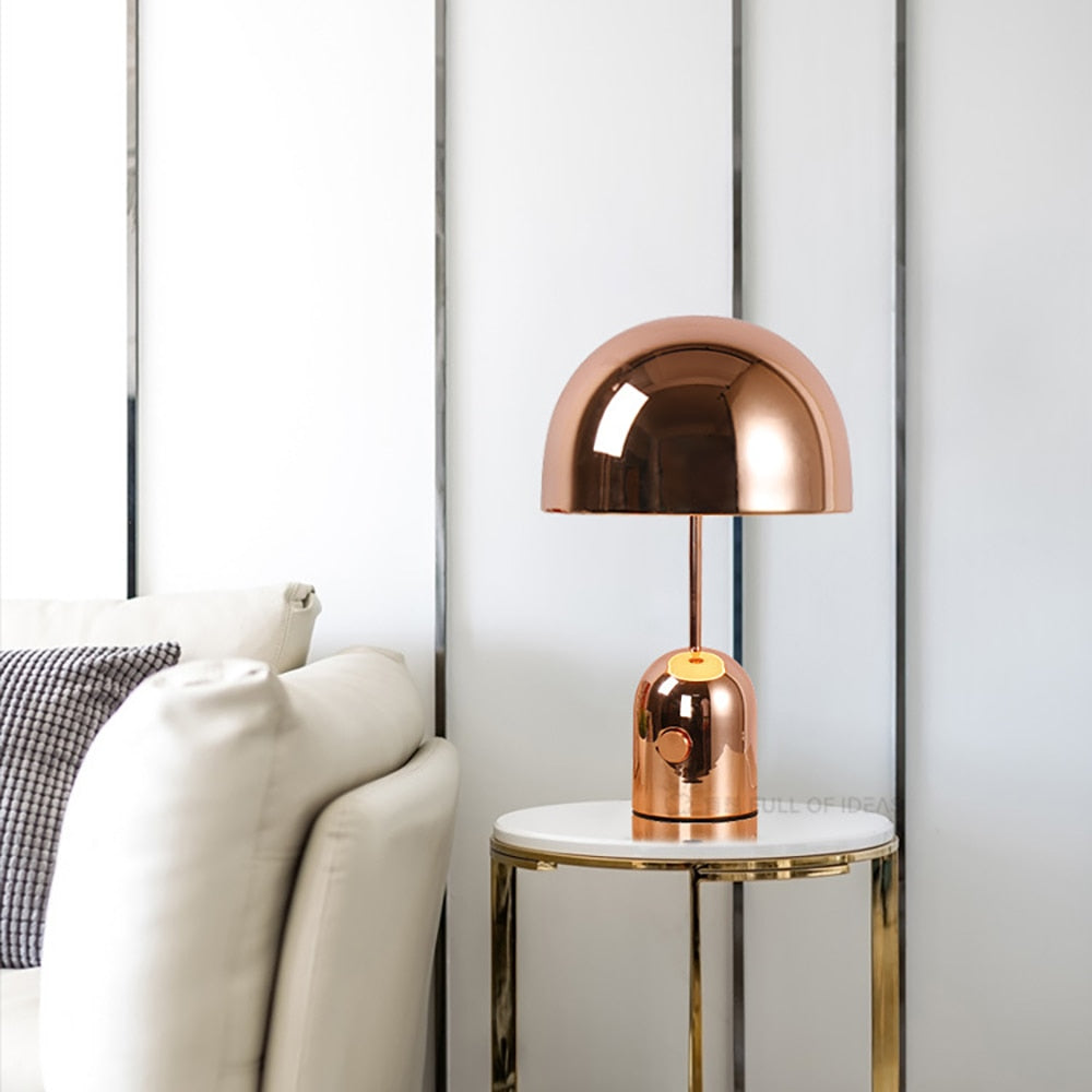 Cordless Bell Table Lamp - Touch Control LED Bedside Light - Golden