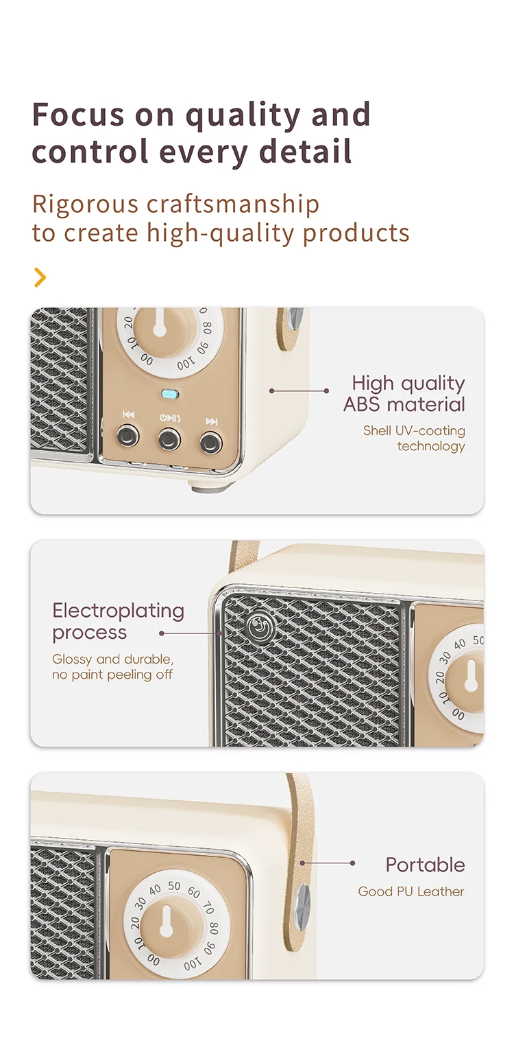 Portable Bluetooth Speaker – Retro-Style Multi-Mode Wireless Mini Speaker for Rich Sound